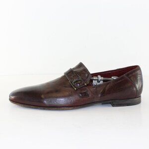 Rolando Sturlini Burgundy Leather Buckled Loafers Mens (EU 43/US 9)